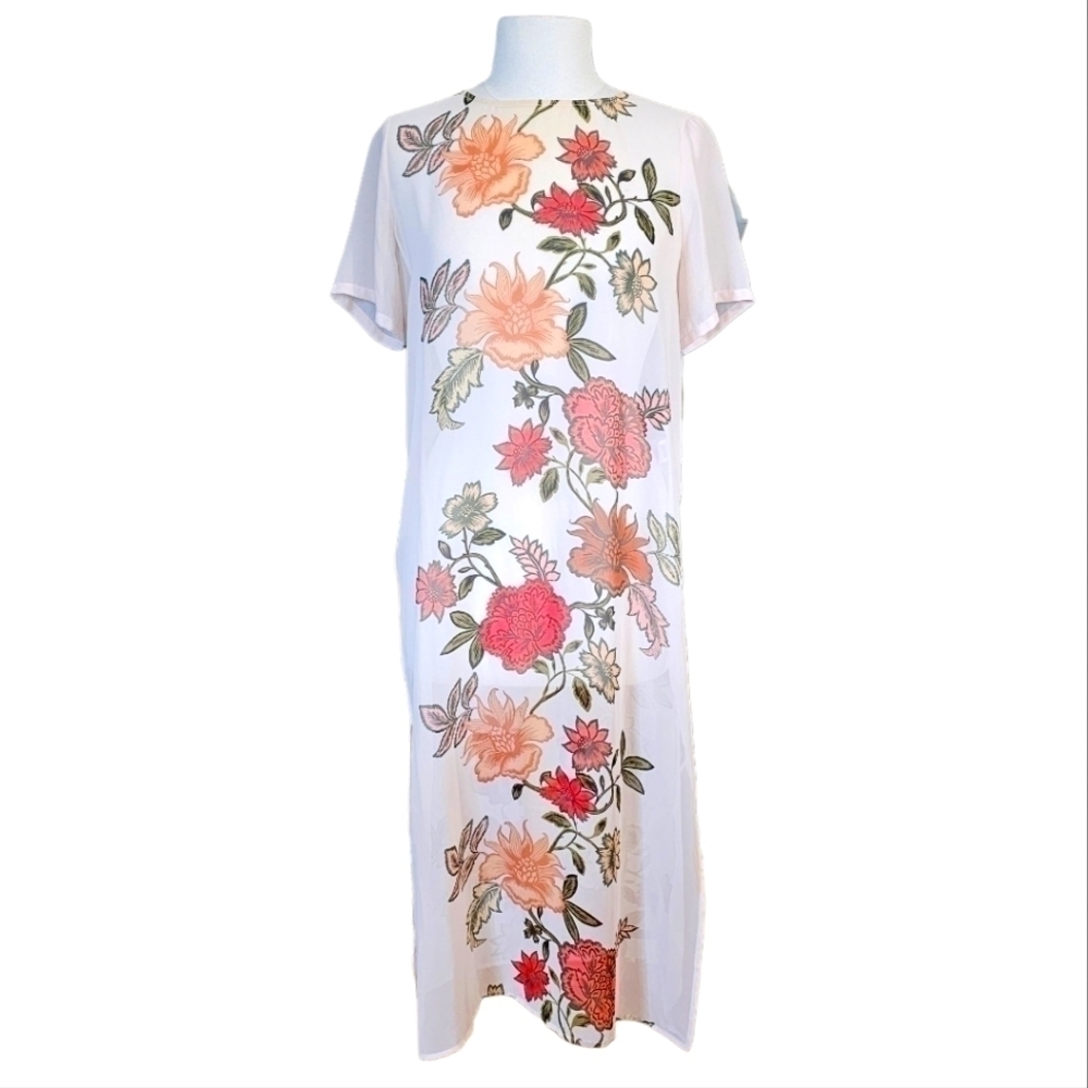 Vince Camuto Sheer Floral Maxi Coverup Size Small